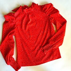 Orange Polka Dot Women's Top w Bow